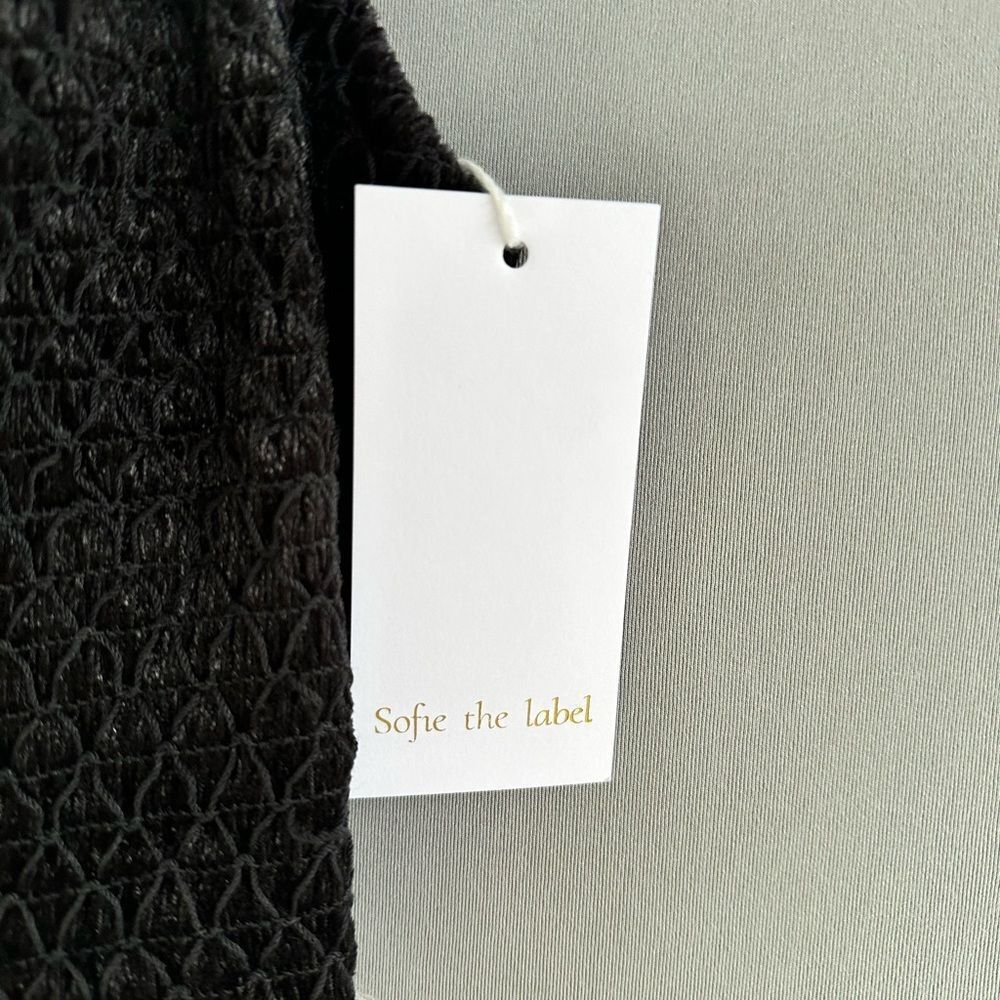 Black and Cream Mini Dress with Textured Skirt - Picture 7 of 13
